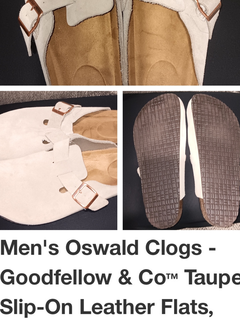 Men's Goodfellow & Co Taupe Slip-On Oswald Clogs with Buckle Detail...Size 12